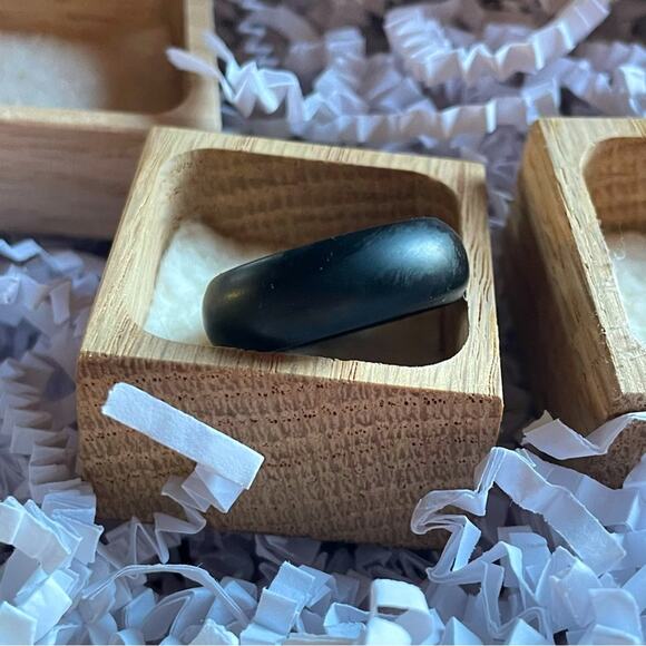 Engraved Meteorite Wedding Bands - Picture 4 of 4